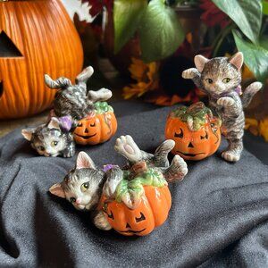 Retired Fitz and Floyd Halloween Kitty “Tumblers” Figurines – 2063/141